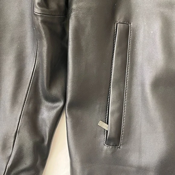 Calvin Klein Men's Genuine Black Leather Jacket, Medium (never worn)
